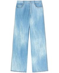 Ermanno Scervino - Printed Jeans-Effect Marocain Palazzo Trousers - Lyst