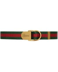 Gucci - Web Logo Engraved Striped Belt - Lyst