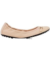 Tod's - Logo Plaque Round Toe Flat Shoes - Lyst