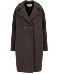Harris Wharf London - Double-Breasted Bouclé Coat - Lyst