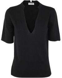 Jil Sander - V-Neck Short-Sleeved Knitted Top - Lyst