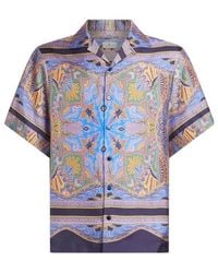 Etro - Twill Shirt With Placed Paisley Print - Lyst