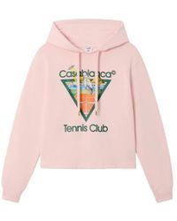CASABLANCA - Tennis Club Triangle Graphic-Print Cropped Hoodie - Lyst