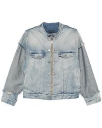 Haikure - Distressed Panelled Denim Jacket - Lyst
