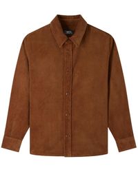 A.P.C. - Bobby Logo Embroidered Corduroy Shirt - Lyst