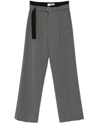 MSGM - Belted Pleated Straight Leg Trousers - Lyst