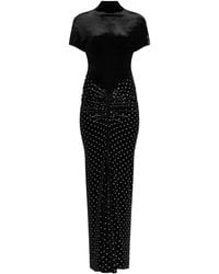 Alaïa - Crystal-Embellished Draped Maxi Dress - Lyst