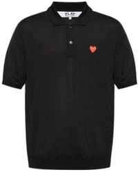 COMME DES GARÇONS PLAY - Heart-Patch Wool Polo Shirt - Lyst