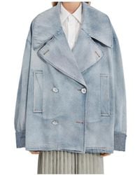 MM6 by Maison Margiela - Double-Breasted Denim Jacket - Lyst