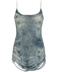 DIESEL - De-Dra Frayed Detailed Mini Dress - Lyst