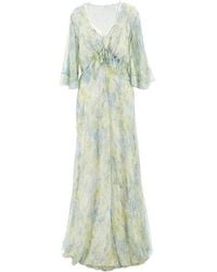 Alberta Ferretti - Floral Printed V-Neck Dress - Lyst