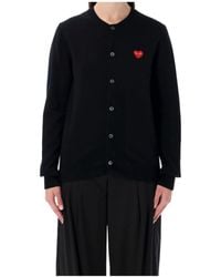 COMME DES GARÇONS PLAY - Comme Des Garçons Play Logo Detailed Crewneck Cardigan - Lyst