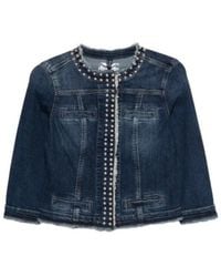 Liu Jo - Studded Fringed Denim Jacket - Lyst