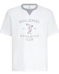 Brunello Cucinelli - Cotton Jersey Crew Neck T-Shirt With Print - Lyst