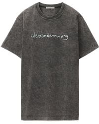 Alexander Wang - Faded-Effect Logo-Print T-Shirt - Lyst
