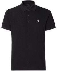 Fendi - Logo Plaque Short Sleeved Polo Shirt - Lyst