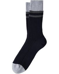 Brunello Cucinelli - Striped Ribbed-Knit Ankle Socks - Lyst