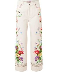 Valentino - Logo Patch Floral Patterned Jeans - Lyst