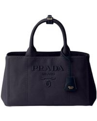 Prada - Jardinière Large Cotton Canvas Handbag - Lyst