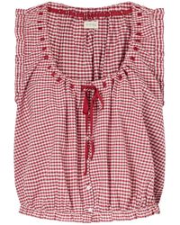 Doen - Traveler Gathered Checked Organic Cotton Blouse - Lyst