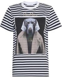 Max Mara - Striped Dog Printed Crewneck T-Shirt - Lyst