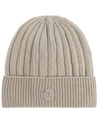Moncler - Logo-Patch Ribbed-Knit Beanie Hat - Lyst