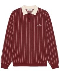 Les Deux - Pinstriped Long-Sleeve Polo Shirt - Lyst