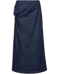 Magda Butrym - Denim Draped Midi Skirt - Lyst