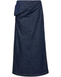 Magda Butrym - Denim Draped Midi Skirt - Lyst