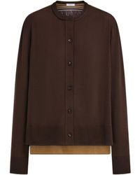 Ferragamo - Cardigan With Silk Panel Detail - Lyst