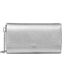MICHAEL Michael Kors - Mona Large Metallic Saffiano Leather Clutch Bag - Lyst