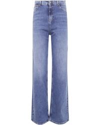 Twinset - Logo Patch Straight-Leg Jeans - Lyst