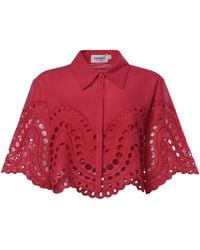 Charo Ruiz - Storm Broderie-Anglaise Cropped Shirt - Lyst
