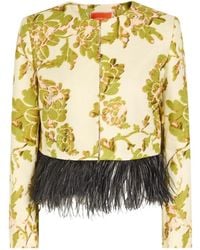La DoubleJ - Bijoux Feather-Trim Woven Jacket - Lyst