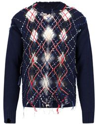 Maison Margiela - Contrasting-Stitch Detailed Knitted Jumper - Lyst