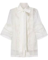 Elie Saab - Tie-Neck Cotton And Silk-Blend Blouse - Lyst