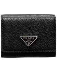 Prada - Enamel Triangle-Logo Wallet - Lyst