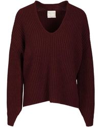 forte_forte - V-Neck Ribbed Knitwear - Lyst