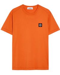 Stone Island - Solid Colour Logo Cotton T-Shirt - Lyst