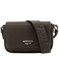 Emporio Armani - Logo-Print Pebbled-Effect Crossbody Bag - Lyst