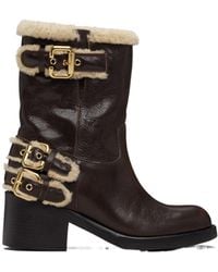 Chloé - Dakota Buckle Shearling Boots - Lyst