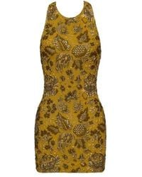 Saint Laurent - Floral-Jacquard Mini Dress - Lyst