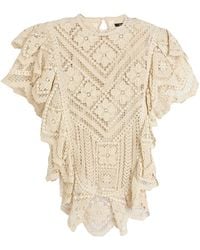 Isabel Marant - Solid Color Lace Short Sleeve Top - Lyst