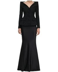 Self-Portrait - Metallic Boucle Satin Maxi Dress - Lyst