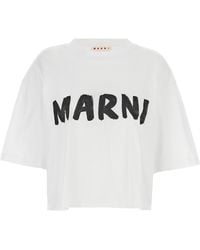 Marni - Logo Print Cropped T-Shirt - Lyst