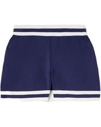 Rabanne - Logo Inlaid Striped Ribbed Knit Shorts - Lyst