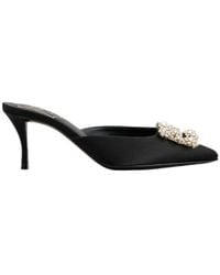 Roger Vivier - Buckle Embellished Slip-On Mules - Lyst