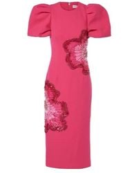 Rebecca Vallance - Layana Puff-Sleeve Embellished Midi Dress - Lyst