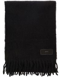 Ami Paris - Logo Patch Fringed Edge Scarf - Lyst