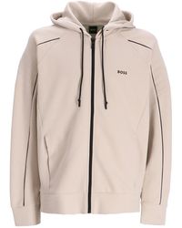 BOSS - Logo-Print Drawstring Hoodie - Lyst